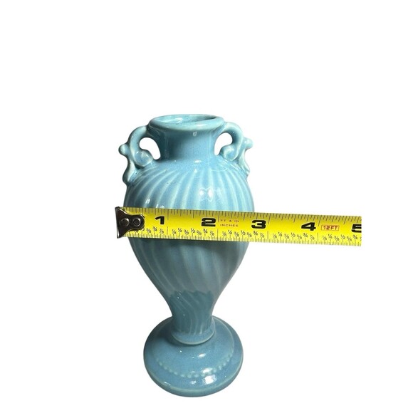 VTG Royal Haeger Light Blue Urn Vase w/Swirls 7" Ceramic Bud Vase Set Of 3 MCM - Picture 8 of 14